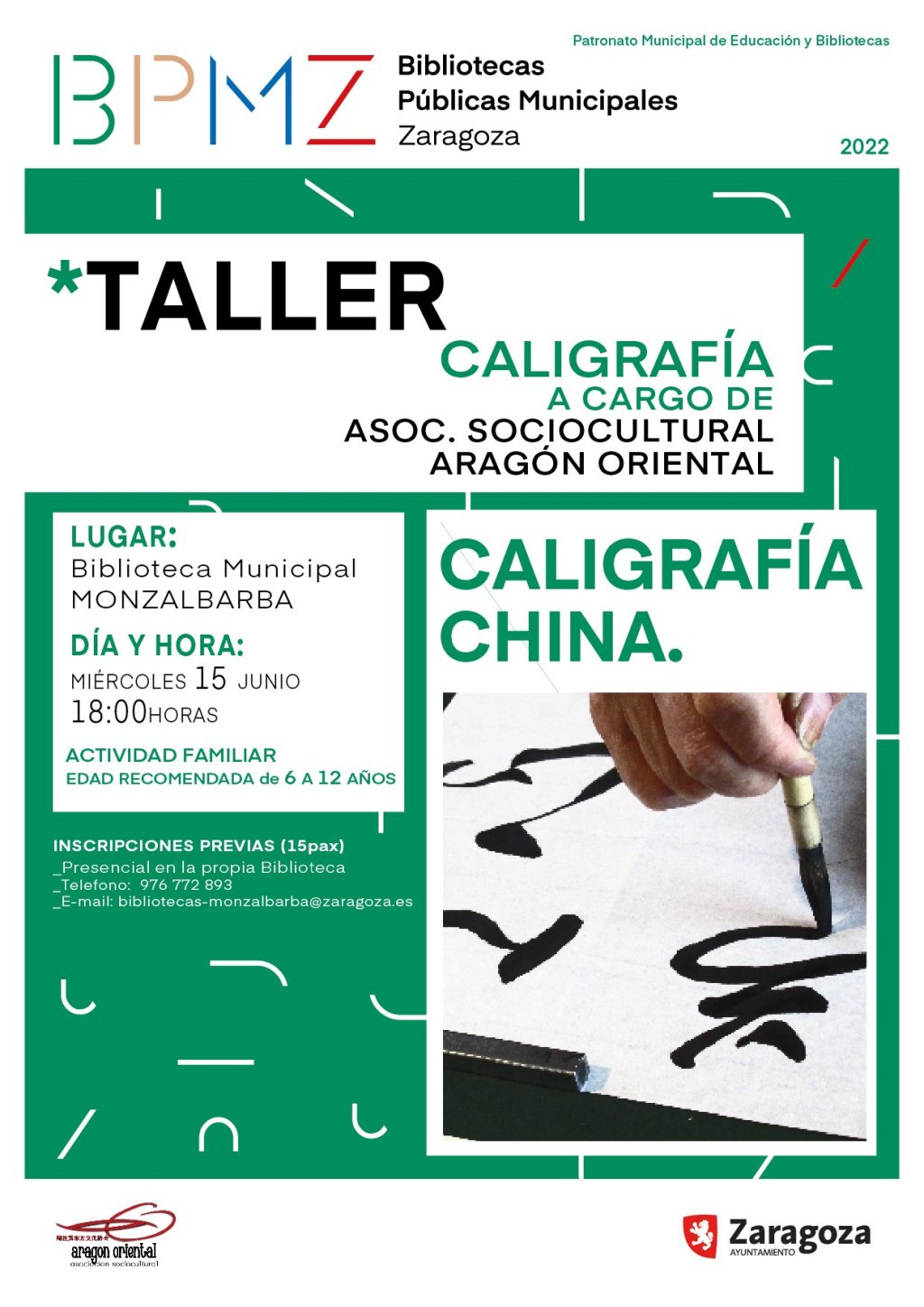 Taller de caligrafía china: Miércoles 15 de Junio