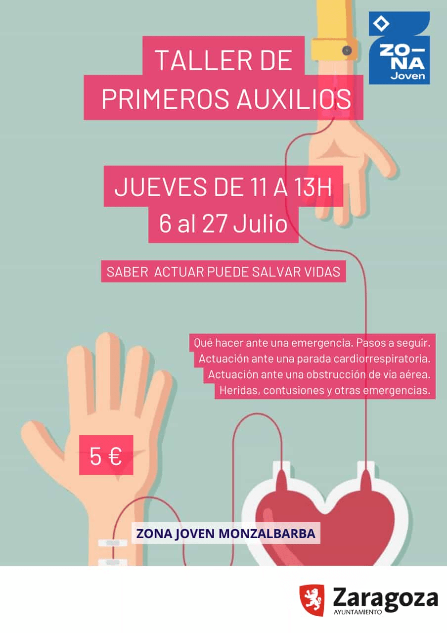 Aprende a salvar vidas con el Taller de Primeros Auxilios en la Zona Joven de&nbsp;Monzalbarba