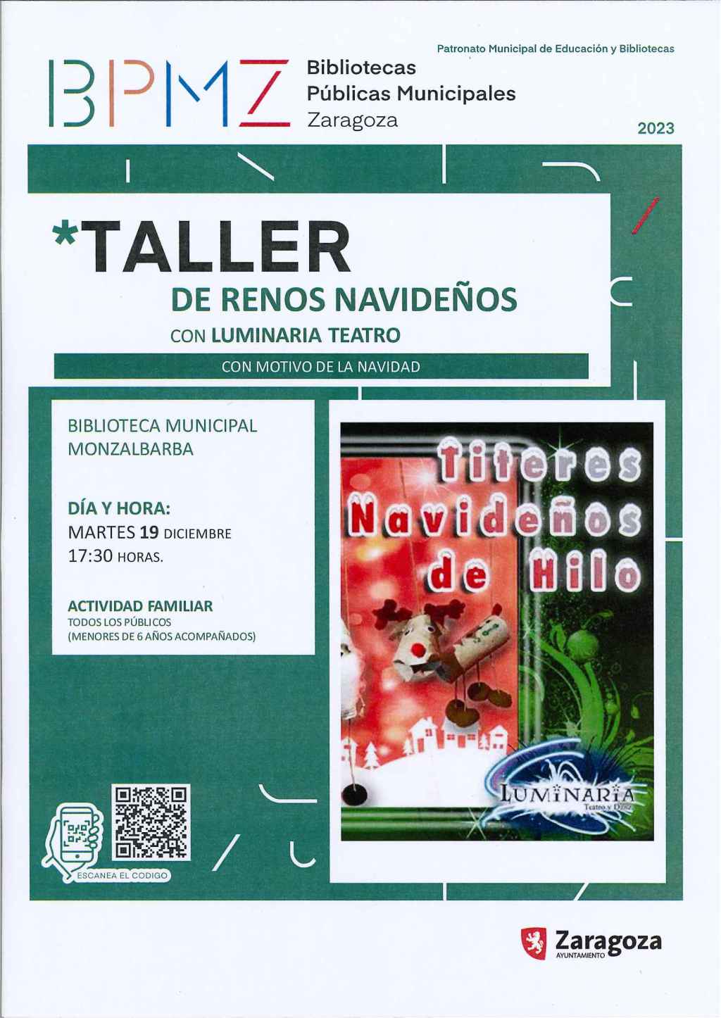 Cuentacuentos y taller de ilustración el día 20 de Diciembre, en la Biblioteca de&nbsp;Monzalbarba