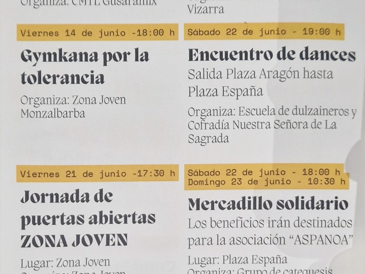 Programación Jornadas Culturales Monzalbarba 2024 MAYO –&nbsp;JUNIO