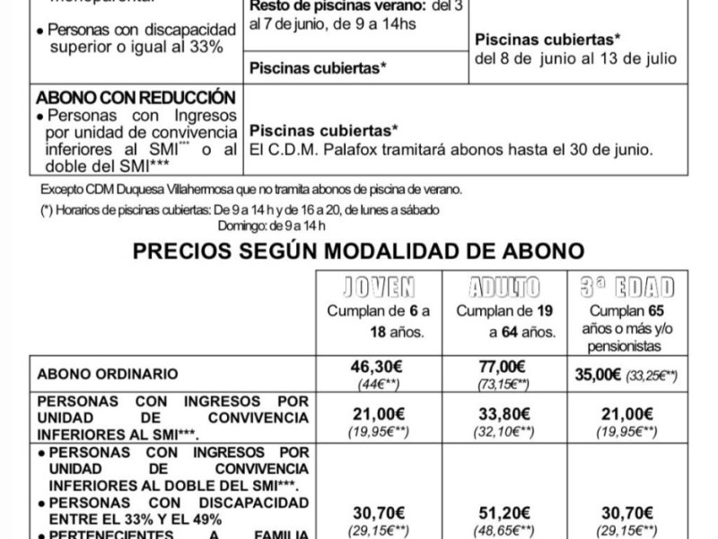 Precios, lugares y plazos del ABONO VERANO 2024 de las PISCINAS de&nbsp;Monzalbarba