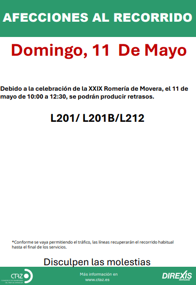 [L201, L212] AFECCIONES EL 11 DE MAYO – ROMERIA EN&nbsp;MOVERA