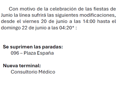 [L312, N31] AFECCIONES DESDE EL 20 HASTA EL 22 DE JUNIO – FIESTAS EN PINA DE&nbsp;EBRO